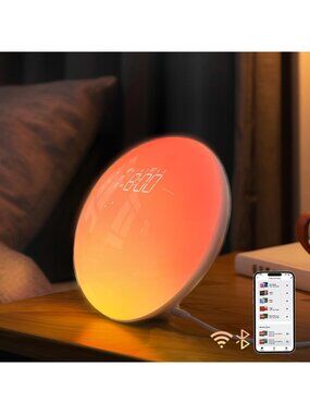 Smart Sunrise Alarm Clock with App Control, Bluetooth Speaker & LED Light
